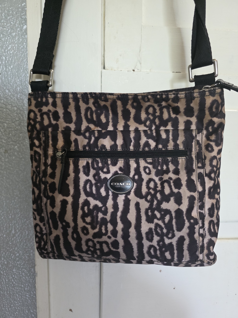 Coach Leopard Print Crossbody Bag in Tan and Black